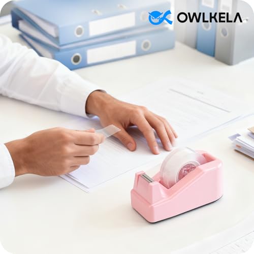 OWLKELA Lightweight Desktop Tape Dispenser, Pink, 1 Pack - color: Pink, size: 1 Pcs