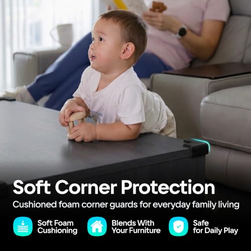 Komfortology 12-Pack Baby Proofing Corner Protectors, Pre-Taped, Black - color: Black, size: 12corners