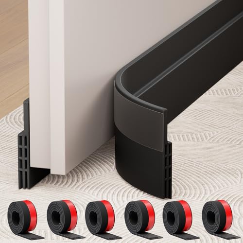 6 Pack Under Door Draft Stopper Weather Stripping Door Seal Threshold Strip - color: Black, size: 6 Pack