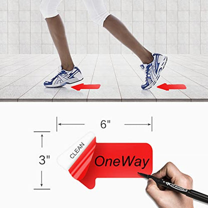 EVQ Red Arrow Floor Sticker Tape 3 x 6 Inch Directional Vinyl 200 PCS - color: Red, size: 3"×6"