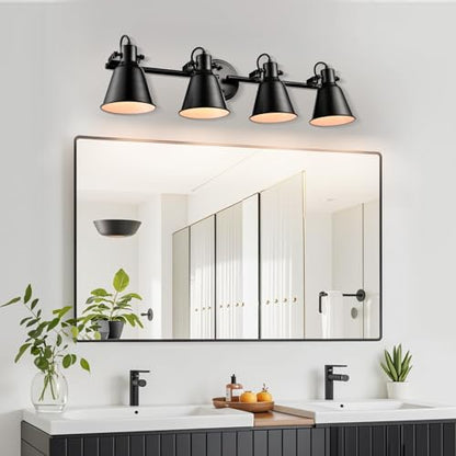 DIRYZON 4-Light Industrial Matte Black Adjustable Round Track Lighting, Semi Flush Mount Ceiling Light with Multi-Directional Heads for Kitchen, Living Room, Bedroom, Hallway, Dimmable - color: Black, size: 4-Light