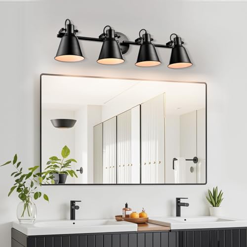 DIRYZON 4-Light Industrial Matte Black Adjustable Round Track Lighting, Semi Flush Mount Ceiling Light with Multi-Directional Heads for Kitchen, Living Room, Bedroom, Hallway, Dimmable - color: Black, size: 4-Light