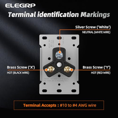 ELEGRP 50 Amps Range Power Receptacle,125/250V Flush Mounting Power Outlet UL Listed, NEMA 10-50R Straight Blade Range Outlet with Stainless Steel Wall Plate, Non-Grounding, 3 Pole 3 Wire, 1 Pack - style: NEMA 10-50R Outlet Includes Wall Plate