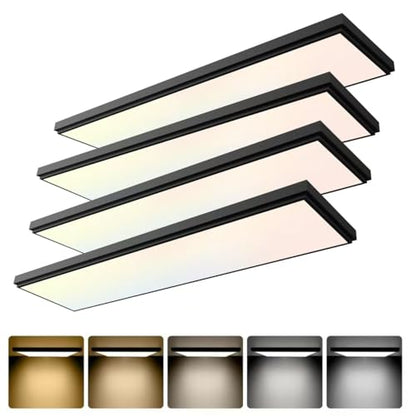 GT-Lite 4 Pack 1'x4' 4500 Lumen LED Flat Panel,Flush Mount,5 CCT,3 Brightness,Dim,CRI 90 for Living Room Bedroom Home Office - color: Black