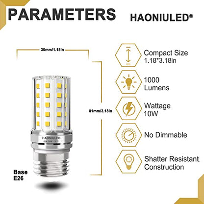 E26 LED Bulb 100W Equivalent, 4000K Natural White, 1000 Lumens, Non-Dimmable LED Light Bulbs 10W, Ceiling Fan led Bulbs, Tubular LED Corn Light Bulb, 5 Pack - color: 4000k Natural White