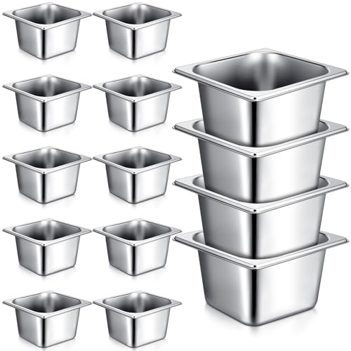 Rtteri 22 Pcs 1/6 Size Pan 4 Inch Deep Metal Hotel Steam Table Pan Bulk Set - size: 1/6 Size Pan 4 Inch Deep