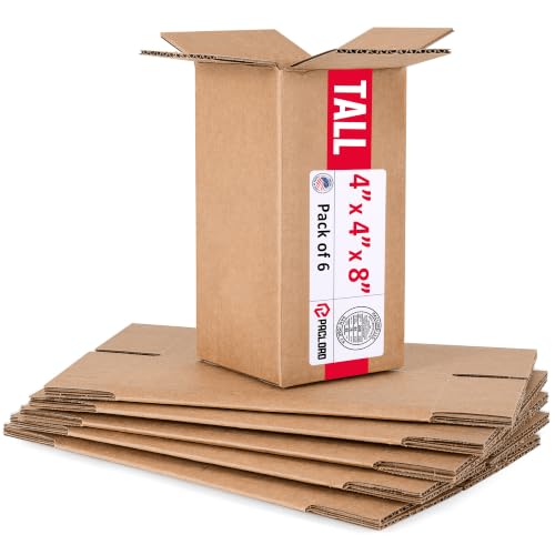Tall Cardboard Boxes 4"L x 4"W x 8"H (Pack of 6) - USA-Made Packing Boxes for Moving, Shipping, or Storage - USPS, UPS, FedEx Approved - Professional Packing Supplies for Moving - color: Pack of 6, size: Tall 4x4x8"