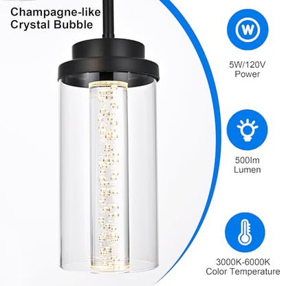 MELUCEE 3 Packs Modern LED Pendant Light Fixtures 5 Color Temperature - color: Black, size: 1-Light-3 Packs