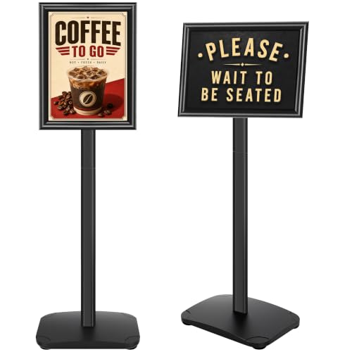 Heavy Duty Sign Holder Stand 8.5x11 Inch - Pedestal Floor Standing Sign Holder with Weighted Base - Vertical & Horizontal Poster/Menu Stand for Indoor/Outdoor Business Store Advertising, Black - color: Black, size: 8.5x11 in