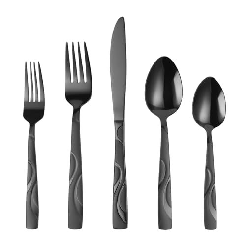 30-Piece Black Silverware Set for 6 - color: Black, size: 30-Piece