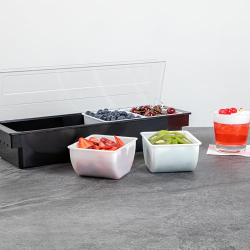 Restaurantware-CADDY INSERTS ONLY: Bar Lux 1.6 Pint Inserts For Condiment Dispensers, 4 Replacement Inserts For Garnish Caddies - Condiment Caddy Sold Separately, Sturdy, White Plastic Tray Inserts - size: 1.5 Pint