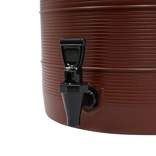 Stainless Steel Beverage Dispenser Insulated Container with Faucet Cooler with Drink Dispensers Cold and Hot Drink Dispenser for Milk Tea, Juice, Coffee 6.6 Gal Capacity (Brown) - color: Brown, size: 25L