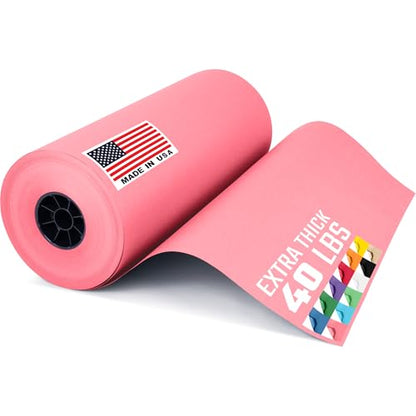 USA Made 18" x 8640" (720 ft) Pink Kraft Paper Roll, Large Size - color: Pink, size: 1 Roll