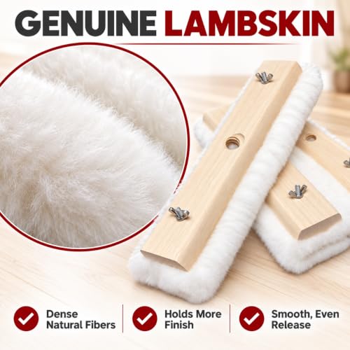 ru-Lamb 10" Lambskin Floor Applicators – 100% Natural Lambswool Applicator for Polyurethane, Stain, Wax & Floor Finish – Professional Lint-Free Applicator for Hardwood Floors (1 Pack) (1, 10")