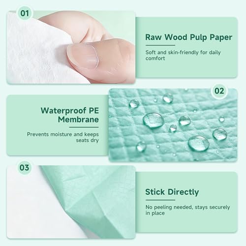 Disposable Toilet Seat Covers, 20 PCS Individually Travel Pack, XL Waterproof & Adhesive Secure Fit for Public Restrooms, Airplane & Office Use - size: 20