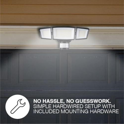 Sylvania 23W Security LED Light with Motion Sensor, Hardwired, 3500 LMS, Wet Rated, 5000K, Daylight - 1 Pack (66479) - color: Black, style: 23W Motion Sensor