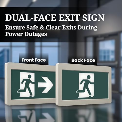 Nothing But LEDs Green Running Man LED Exit Sign with Battery Backup, White | Emergency Exit Light with Double Face, Commercial Grade, 120/347V, Hardwired Exit Lights for Business Indoor, UL, 2-Pack - size: Pack of 2