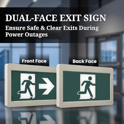 Nothing But LEDs Green Running Man LED Exit Sign with Battery Backup, White | Emergency Exit Light with Double Face, Commercial Grade, 120/347V, Hardwired Exit Lights for Business Indoor, UL, 2-Pack - size: Pack of 2