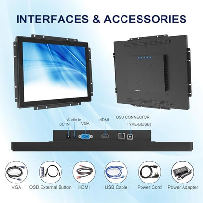 1280x1024 Industrial Touch Display, 19 Inch 10-Point Open Frame Touch Monitor, 1280x1024 Multi-Touch Screen Monitor, with HD-MI VGA Interface for Industrial Retail Commercial - size: 19.0