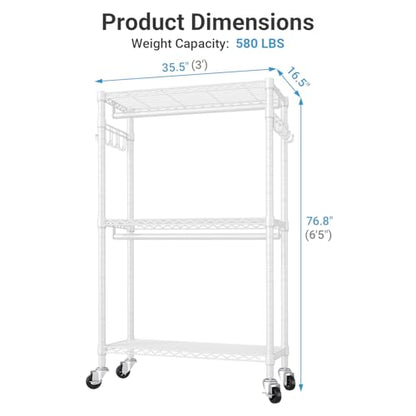 VIPEK R2 Clothing Rack for Hanging Clothes Rolling Clothes Rack Heavy Duty - color: White, size: R2