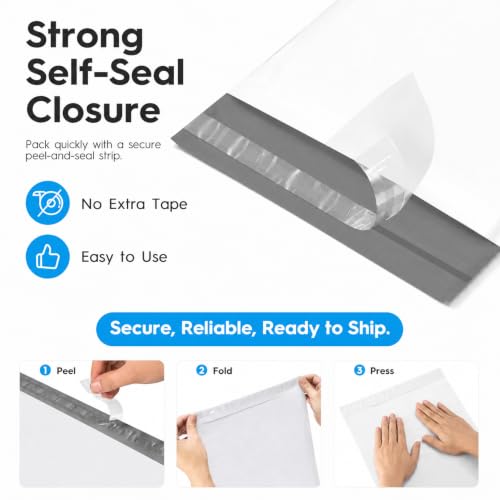 Fuxury 12x15.5" Poly Mailers 100Pcs,Sturdy Shipping Bags for Clothing,White - color: White, size: 12x15.5" 100pcs
