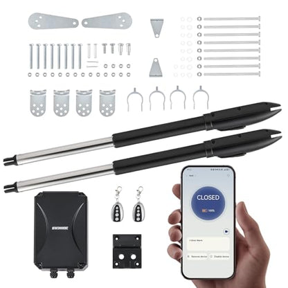 CO-Z Smart Gate Opener Kit, App Compatible Dual Swing Gate Opener for Doors up to 660lb*2, Automatic Electric Gate Opening System with Remote Controls & Release Keys for Driveway Home - style: Dual 660lb*2 with APP