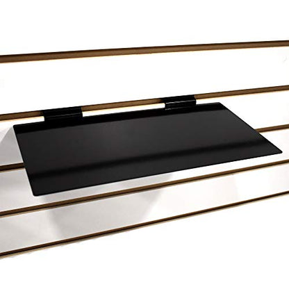 Black Slatwall Metal Large Shoe Shelf, Flat Display Shelves for Slat - 6" D X 12" L - 2 Pack - size: 2 Pack