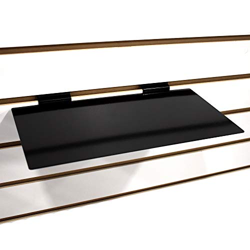 Black Slatwall Metal Large Shoe Shelf, Flat Display Shelves for Slat - 6" D X 12" L - 2 Pack - size: 2 Pack