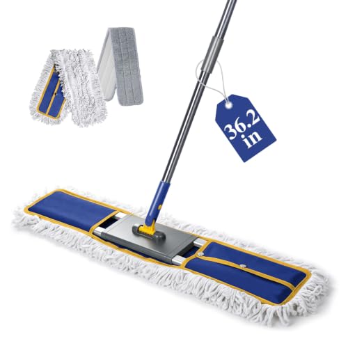Masthome 36" Commercial Dust Mop, Large Microfiber Mops for Floor Cleaning - color: Blue Large