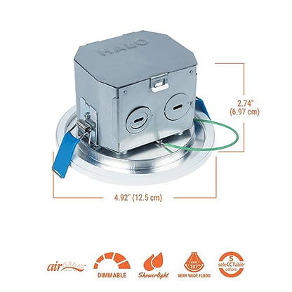 HALO 4" 600LM Canless LED Downlight 5CCT w/Attached JBOX, Dimmable - size: 4 inch 1PK