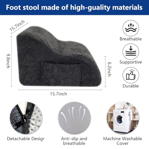 Foot Rest for Under Desk at Work, Ergonomic Under Desk Footrest with Washable Cover, Fit for Office Chair Gaming Chair and Sofa,Leg Elevation Pillow,Supports Posture - color: Black