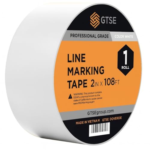 GTSE - White Vinyl PVC Floor Tape 2 inch x 108ft Safety Marking Tape - color: White, size: 2" x 108 ft