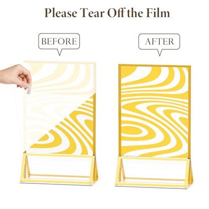 5"x7" Clear Acrylic Tabletop Sign Holder with Gold Frame, 6 Pack - size: 5"× 7"-6 Pack