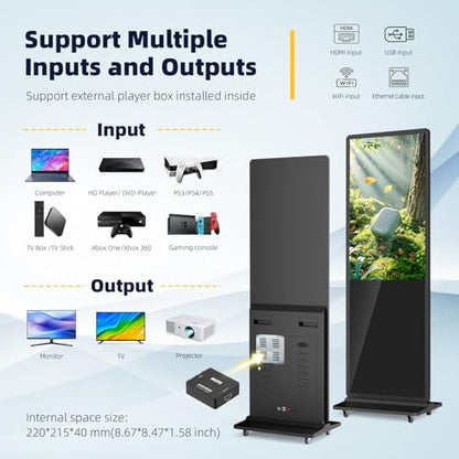 4K LCD Touchscreen Digital Signage Display, Indoor Floor Standing Advertising Kiosk, Commercial Digital Signage Player, HDMI WiFi Bluetooth Input Auto AD Player (43 NonTOUCH) - size: 43 NonTOUCH