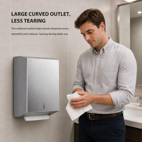 Stainless Steel Paper Towel Dispenser Wall Mount for Commercial Bathrooms - color: 3811-silver