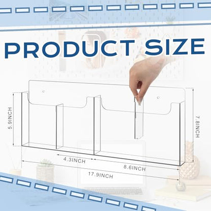 Sherr 1 Pcs Acrylic Brochure Holder Wall Mount with Removable Adjustable Dividers, 4/2 Pockets Large Capacity Literature Display Stand for 4''x 9'', 8.5''x11'' Pamphlets, 17.9'' x 7'' for Office Hotel - size: 17.9'' x 7''