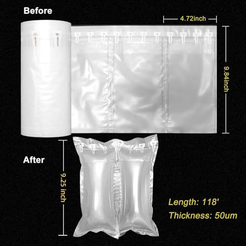 Air Pillows for Shipping with Pump Packaging Air Bags 300 Count Inflatable Packing Materials for Moving Shipping Supplies Box Filler, Purse Stuffers for Shape 4.72" x 9.84", 118 ft - size: 4.72"x9.84"(300 Count)