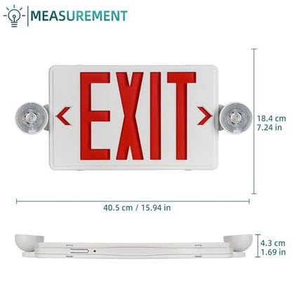 Red LED Exit Sign Emergency Light Combo UL, 1 Pack - color: White Housing+Red Letter+Light, size: 1 Pack