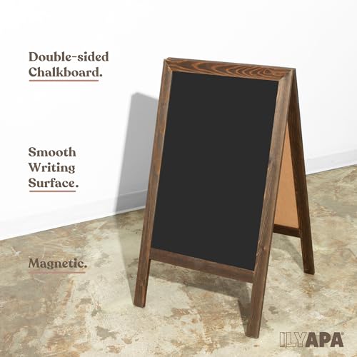 Ilyapa A Frame Chalk Board Easel Sign 40x20 in - Sandwich Signs Outdoor - color: Rustic Natural Wood