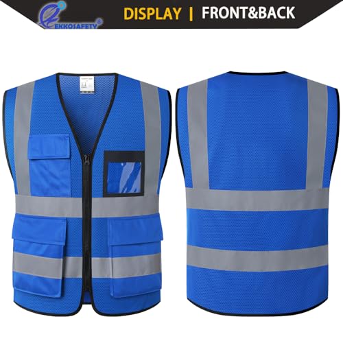 Hi Vis Reflective Safety Vest for Men Women,EK170,Blue,M - color: Blue-170, size: Medium