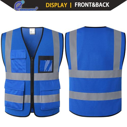 Hi Vis Reflective Safety Vest for Men Women,EK170,Blue,M - color: Blue-170, size: Medium