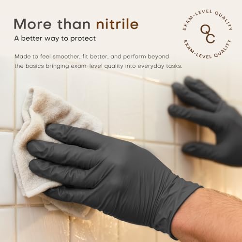 Nitrile+ SUP Exam Plus Gloves, Powder-Free Disposable, Black 100 Count - color: Small (Iron Grey)