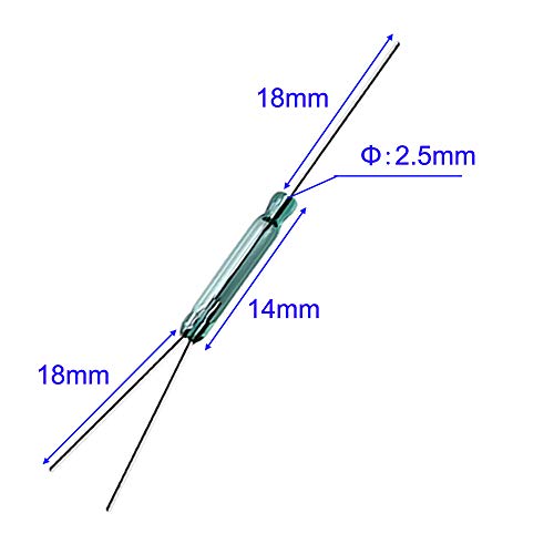 Gebildet 10pcs 4W 3 Pin Reed Switch Reed Contact Normally Open N/O N/C SPDT, Glass Reed Relay Magnetic Induction Switch (2.5mm x 14mm) - color: Transparent-E305