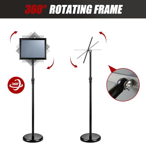 2Pack Sign Holder Stand-8.5x11 inch，Adjustable Sign Stands For Display，Heavy Duty Floor Standing Sign Holder Stand Aluminum for Retail Store，Museum，Volunteer Cctivities（Black） - size: 8.5*11inches（2Pack）