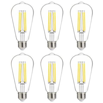 FLSNT 100W Equivalent LED Edison Bulbs, ST19/ST58 Dimmable LED Light Bulbs for Kitchen, Dining Room, High Brightness with 1000LM, 5000K Daylight, 8W, E26 Base, 6 Pack - color: 100w 5000k Dayghlit, size: 6 Count (Pack of 1)