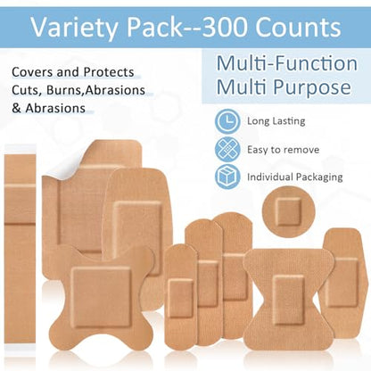 Geiserailie 300 Pcs Adhesive Fabric Bandages Bulk,Flexible Fabric Bandage - style: Flexible Fabric Bandage
