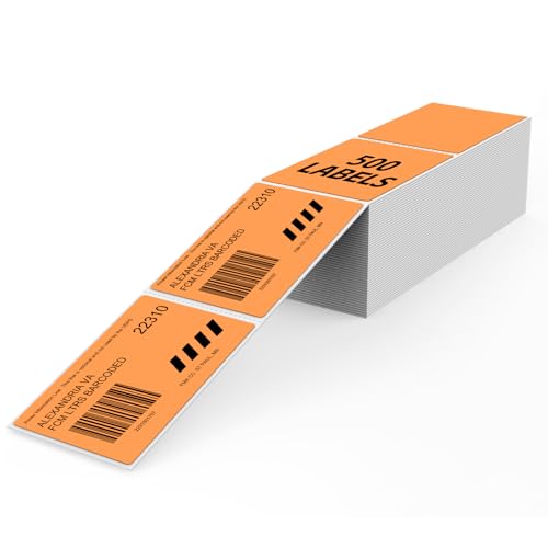 Orange Thermal Labels 3 ×5 Inch Waterproof Vinyl Stickers 300 PCS - color: Orange
