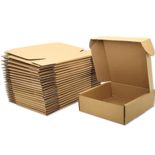 6x6x2 Shipping Boxes Set of 25, Brown Mailer Corrugated Cardboard Box - color: Brown, size: 6"x6"x2"/25-pack