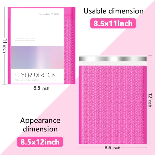 Bubble Mailers 52 Pack 8.5x12inch Rose Poly Mailers Self-Seal Padded Envelopes Waterproof Bubble Opaque Padded Mailers Shipping Bags for Businesses to Pack and Mail Jewelry Cosmetics - size: 8.5x12-52pack