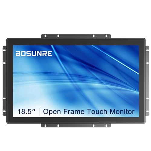 Multi-Touch Industrial Touch Screen Monitor 18.5 Inch Multi-Touch Open Frame Display, 1366x768 IP65 Waterproof IK08 Impact-Resistant Monitor with HD-MI VGA Port, 16:9 Black - size: 18.5